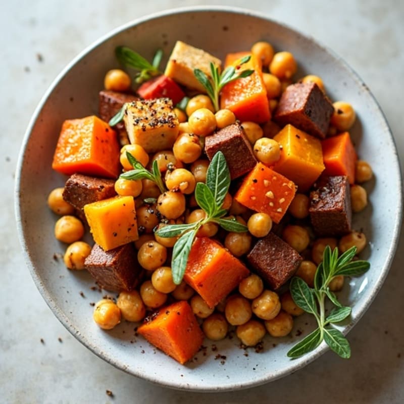Roasted Root Medley with Tempeh & Chickpeas