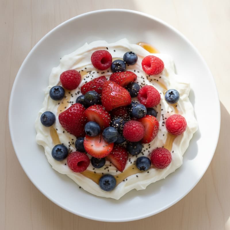 Silky Greek Yogurt Protein Pudding with Mixed Berries