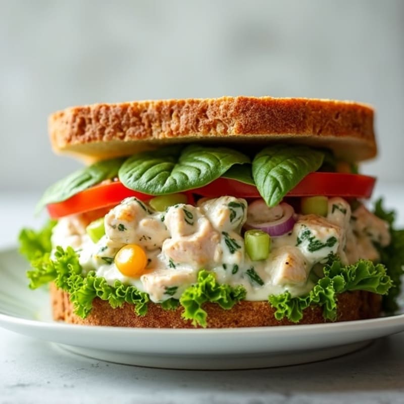 Fresh Herb Chicken Salad Sandwich with Crunchy Veggies