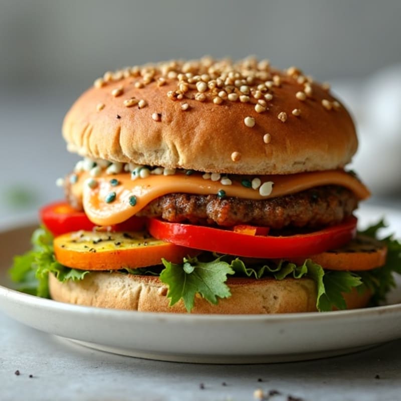 Juicy Buffalo Blue Cheese Turkey Burgers with Roasted Vegetables