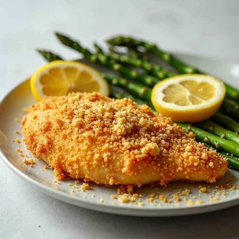 Crispy Lemon Garlic Chicken with Roasted Asparagus