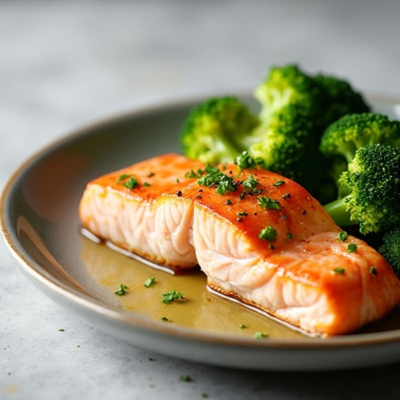 Seared Salmon with Roasted Broccoli and Lemon