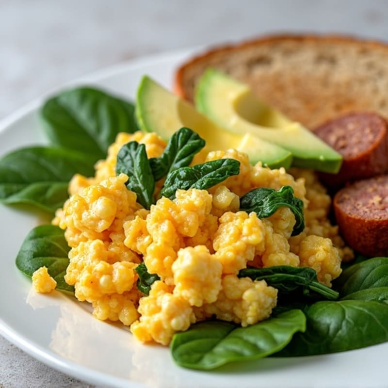 Egg White Scramble with Spinach and Turkey Sausage