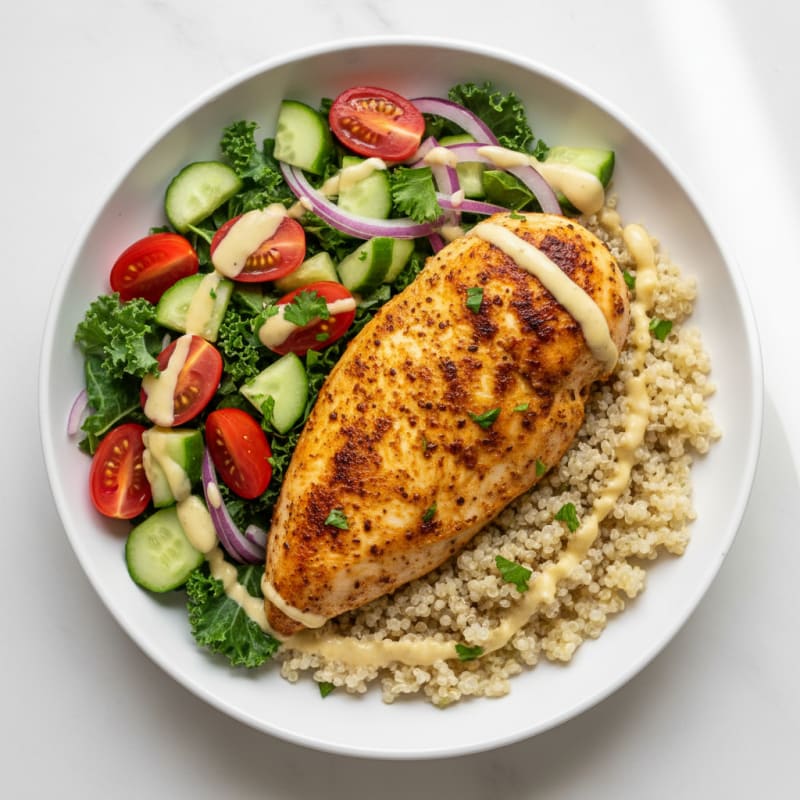 Crispy Lemon-Herb Chicken Shawarma Bowls