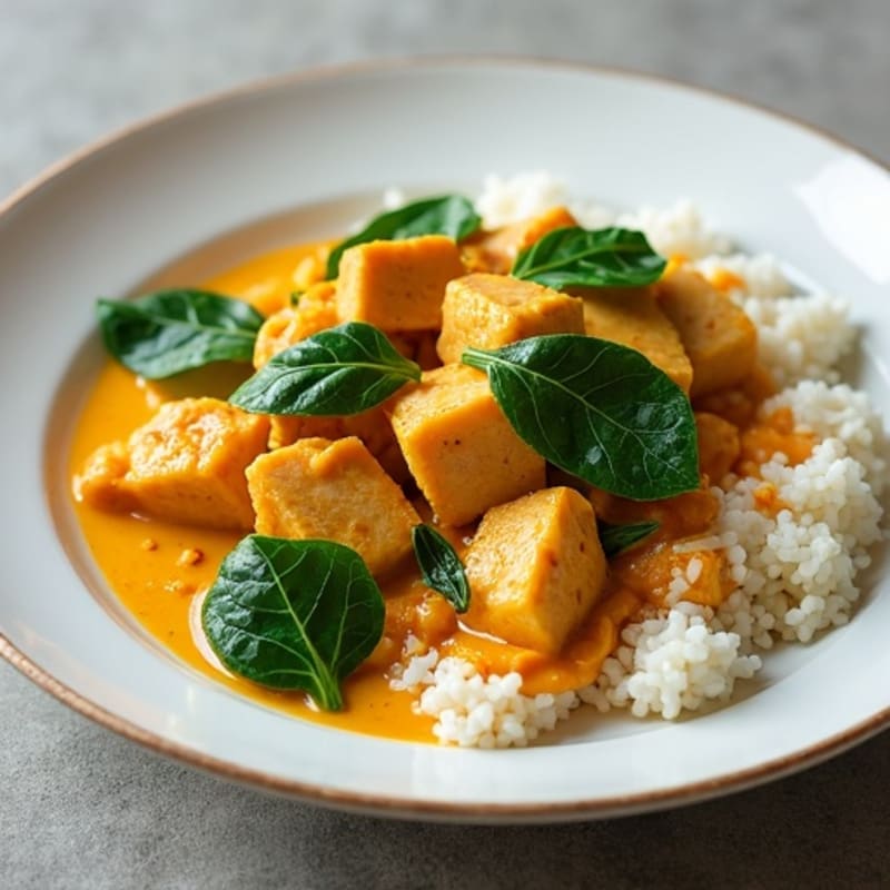 Creamy Chicken Coconut Curry with Fresh Spinach