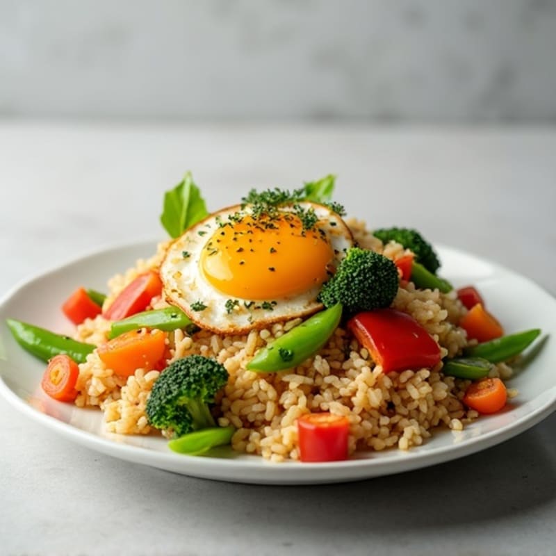 Chicken Stir-Fried Rice with Fresh Vegetables