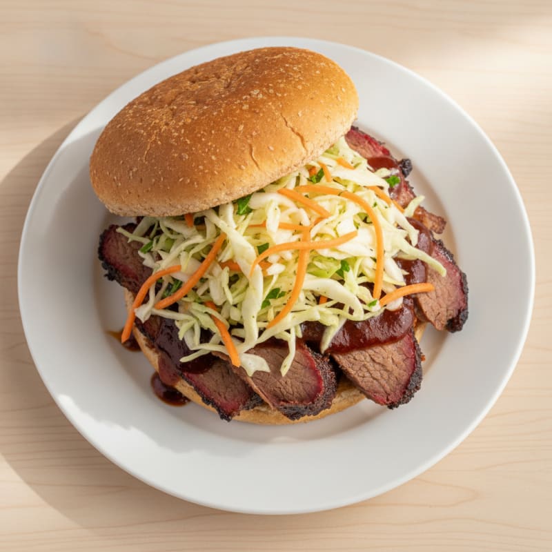 Smoky Brisket Sandwich with Tangy Slaw