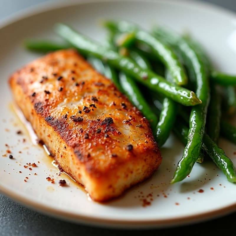 Blackened Catfish with Crispy Roasted Green Beans