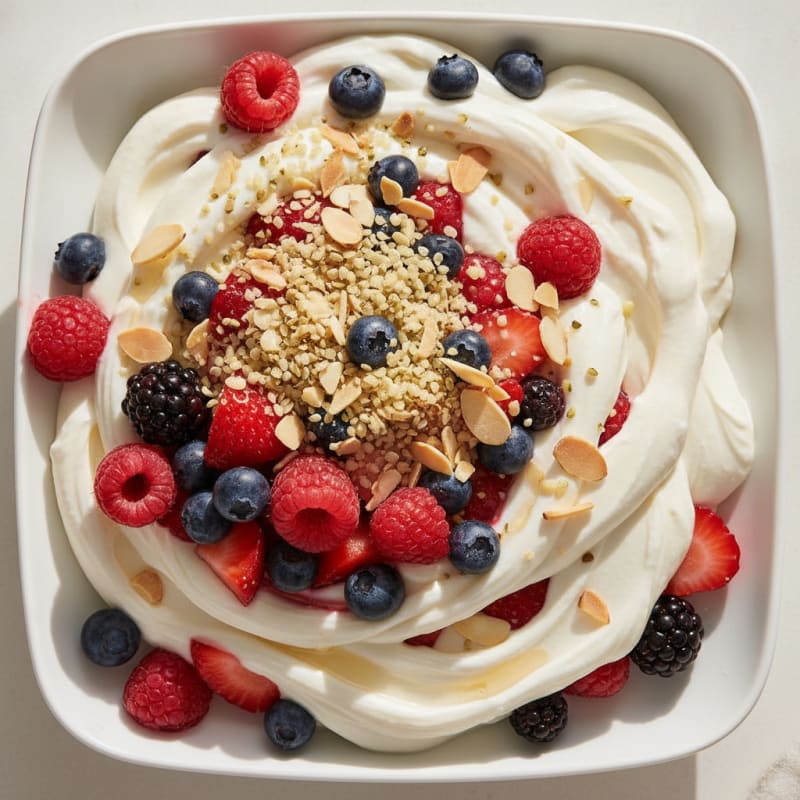 Silky Greek Yogurt Protein Parfait with Mixed Berries