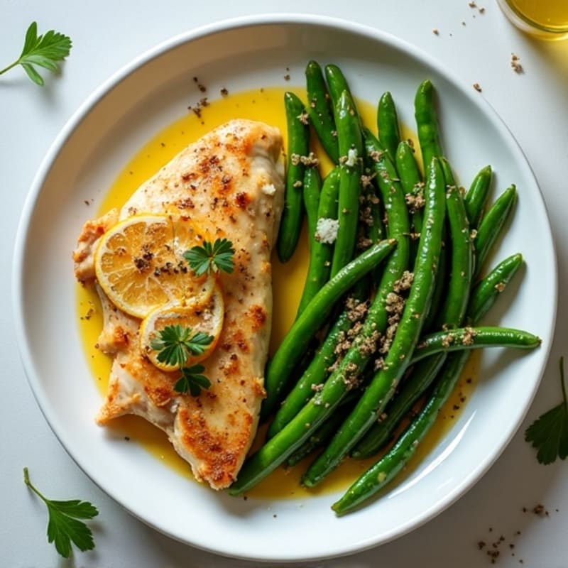 Lemon-Herb Roasted Chicken with Crispy Green Beans