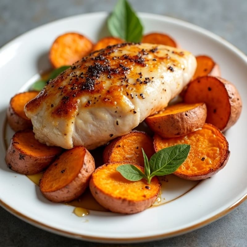 Sheet Pan Honey-Garlic Chicken with Roasted Sweet Potatoes