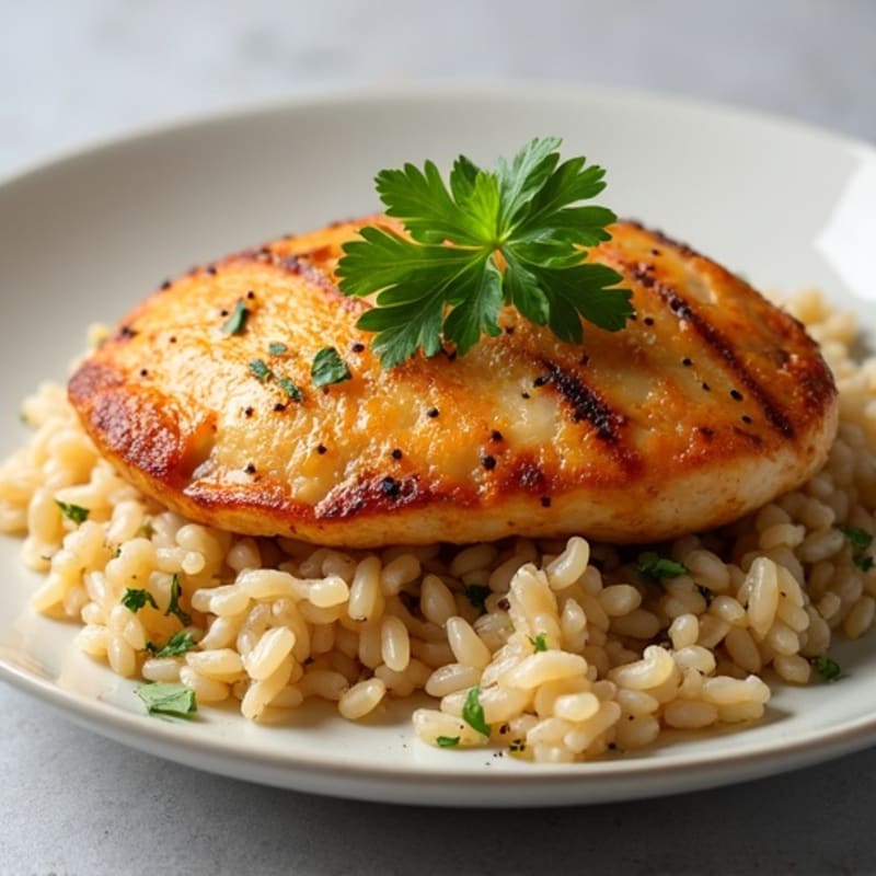 Pan-Seared Chicken Breast with Savory Brown Rice