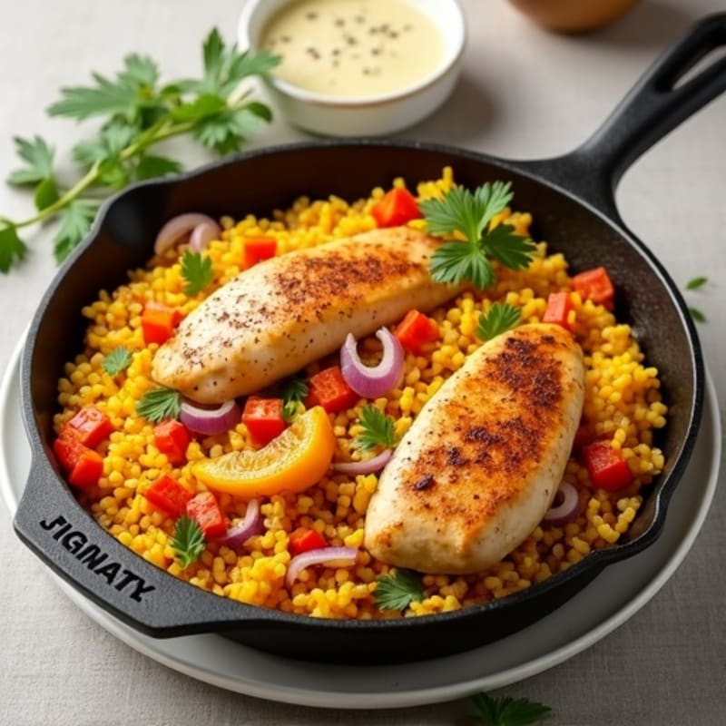 Saffron-Spiced Chicken and Yellow Rice Skillet