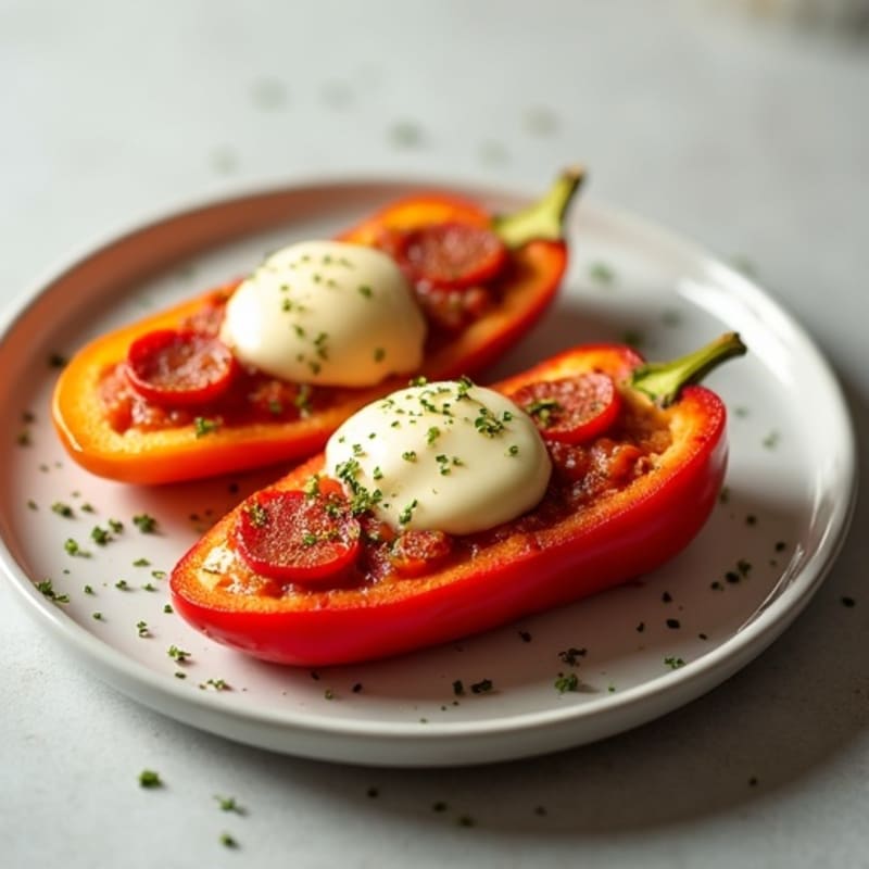 Roasted Bell Pepper Pizza Boats with Lean Turkey Pepperoni