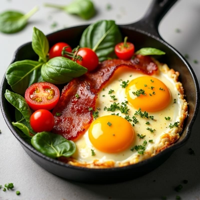 Crispy Turkey Bacon and Herb-Scrambled Egg Skillet