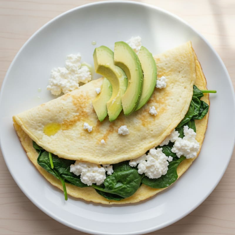 Egg White Spinach Omelet with Cottage Cheese