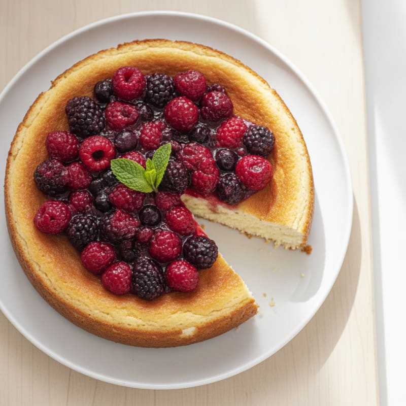 Greek Yogurt Protein Cheesecake with Mixed Berries