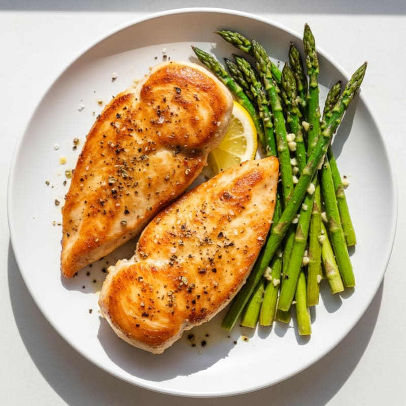 Crispy Lemon-Herb Chicken with Roasted Asparagus