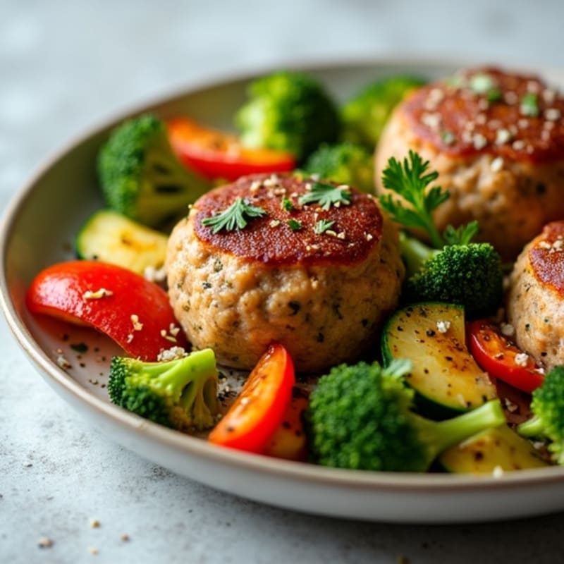 Herb-Seasoned Turkey Meatballs with Roasted Vegetables