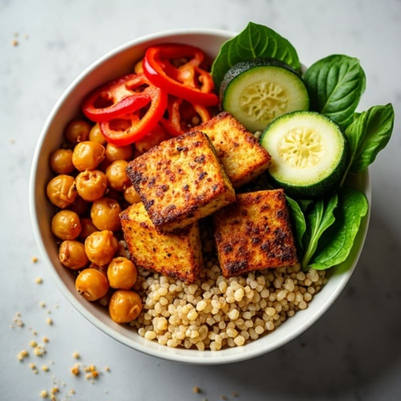 Crispy Chickpea & Roasted Vegetable Quinoa Bowl