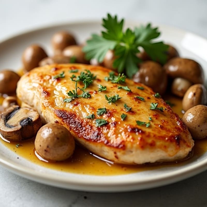 Garlic Butter Roasted Chicken and Mushrooms