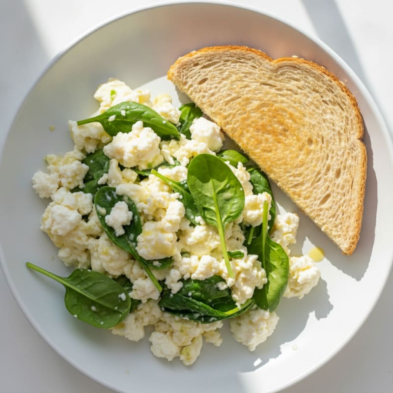 Egg White and Spinach Scramble with Cottage Cheese