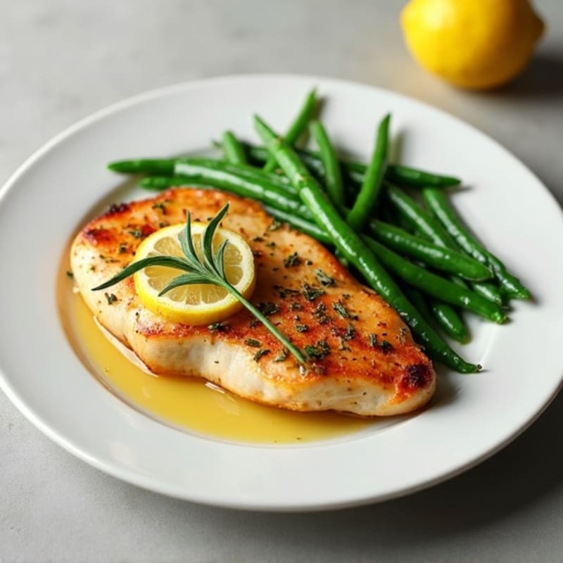 Pan-Seared Lemon Herb Chicken with Roasted Green Beans