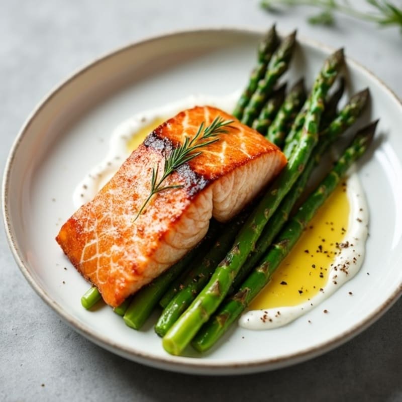 Seared Salmon Filet with Roasted Asparagus