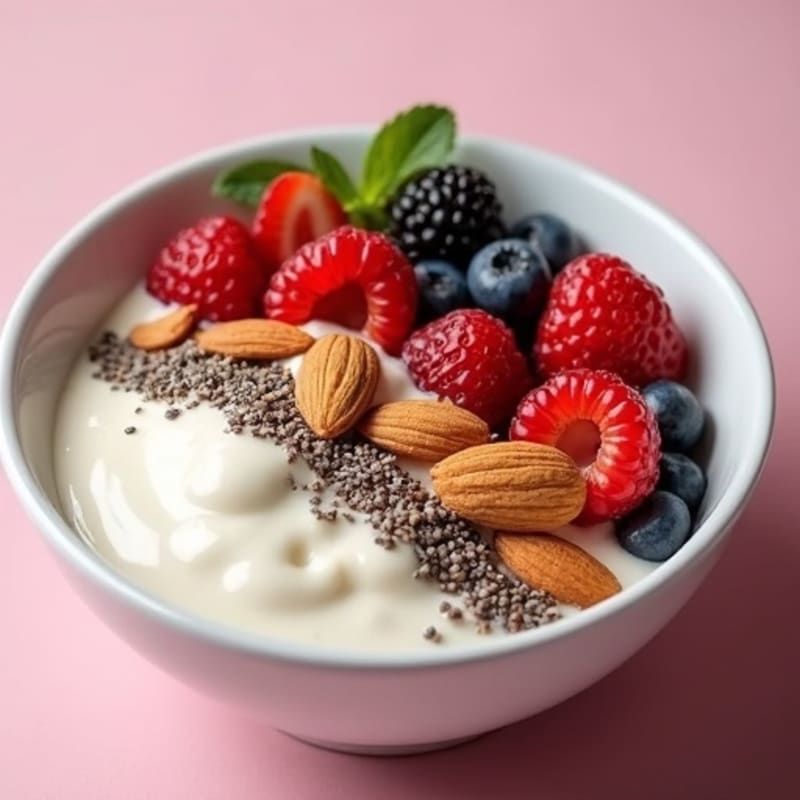Creamy Greek Yogurt Protein Bowl with Berries and Almonds