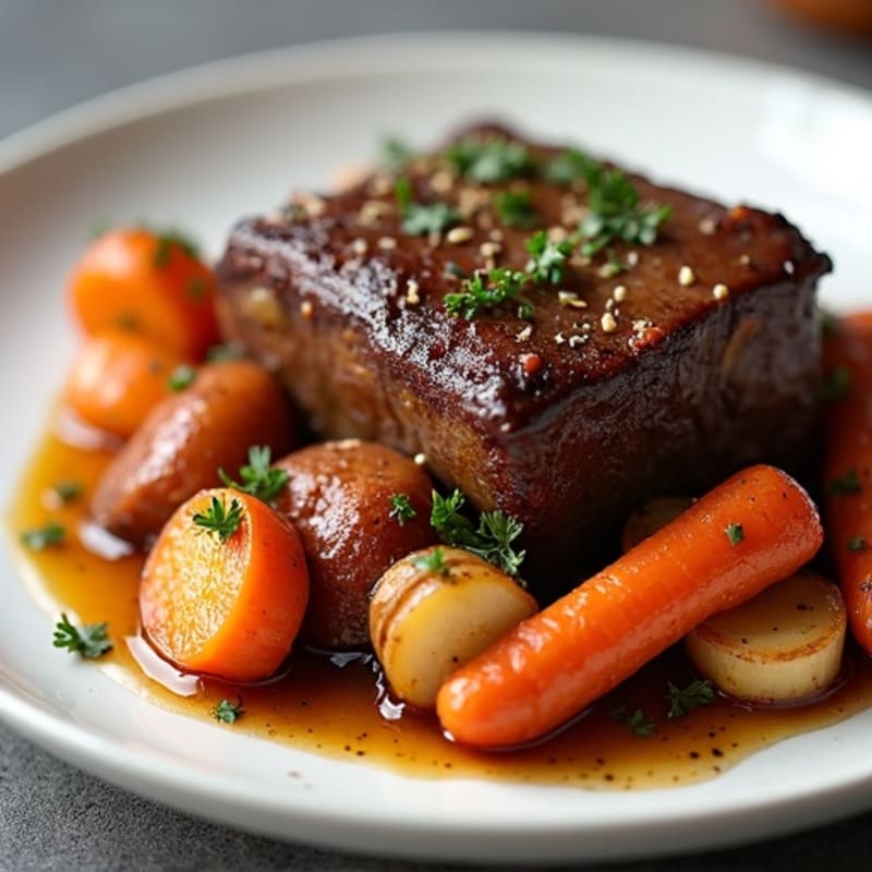 Tender Slow-Braised Short Ribs with Roasted Root Vegetables