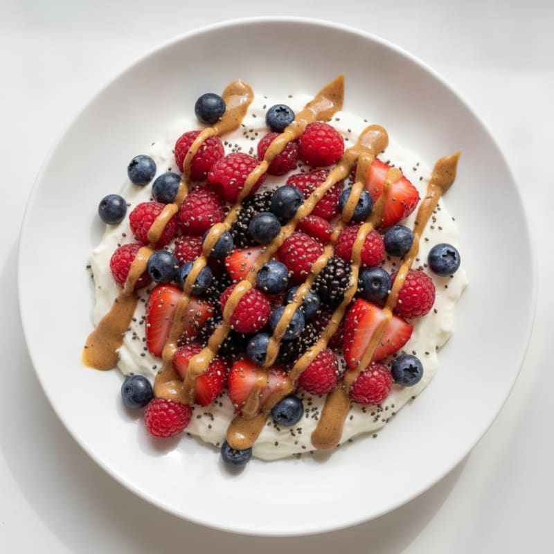 Silky Greek Yogurt Protein Pudding with Mixed Berries
