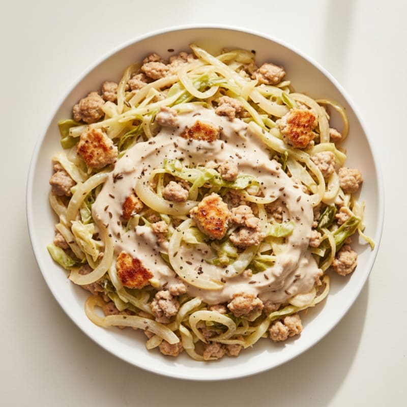 Creamy Caraway Turkey and Cabbage Skillet