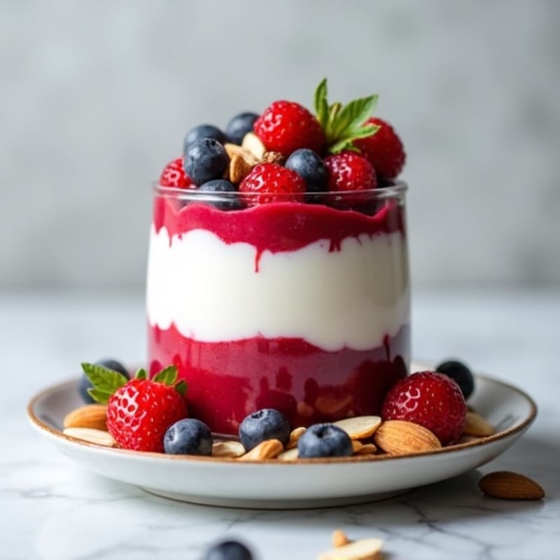 Greek Yogurt Protein Parfait with Mixed Berries and Almonds