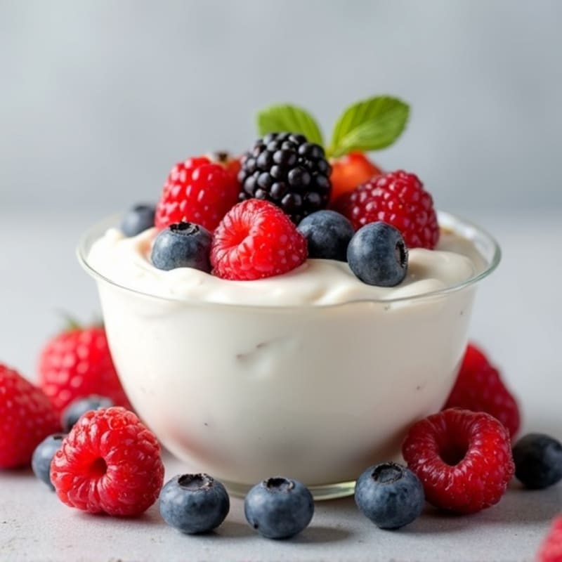 Creamy Greek Yogurt with Mixed Berries and Protein Powder