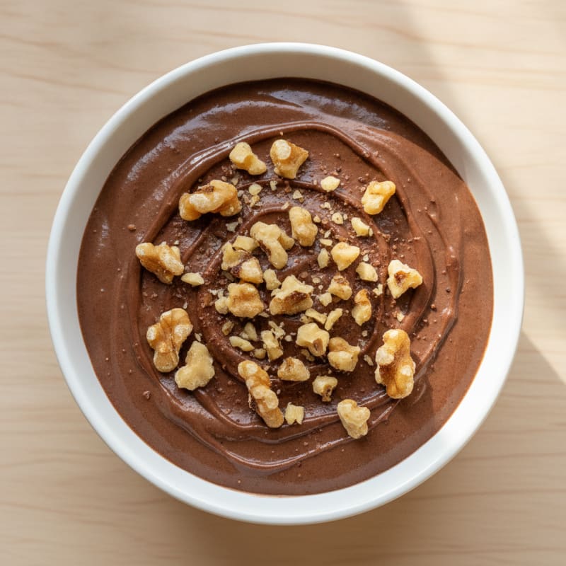 Silky Chocolate Protein Pudding with Toasted Walnuts