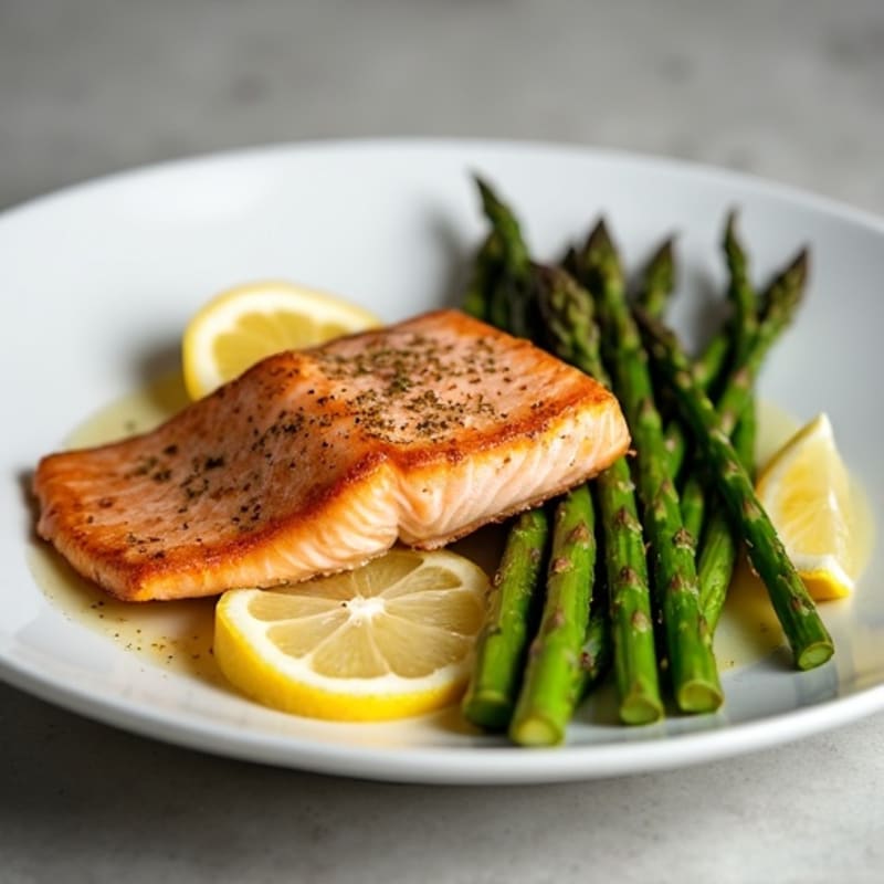 Crispy Pan-Seared Salmon with Roasted Asparagus