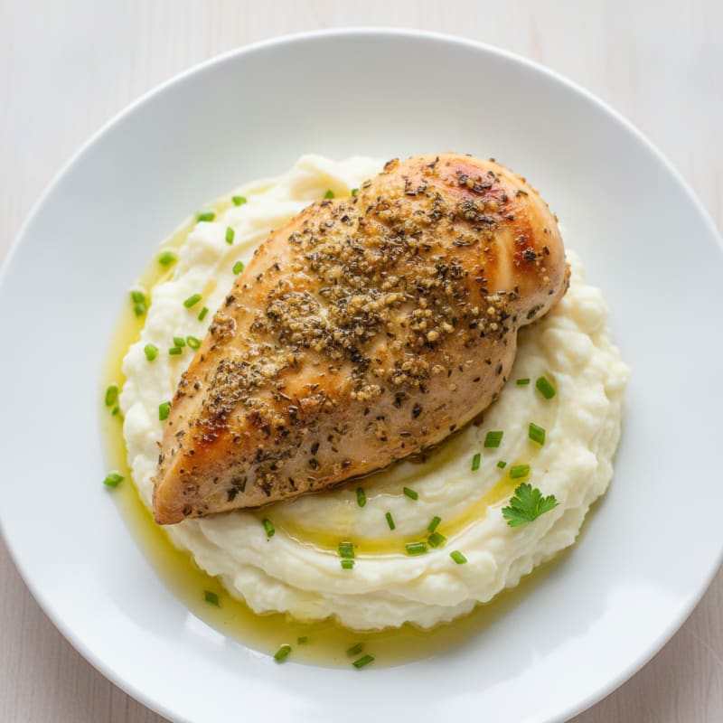 Herb-Baked Chicken Breast with Creamy Potato Mash