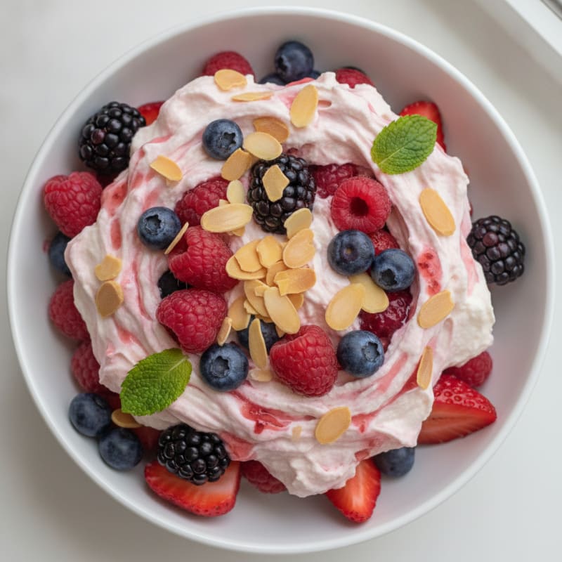 Greek Yogurt Protein Parfait with Mixed Berries and Almonds