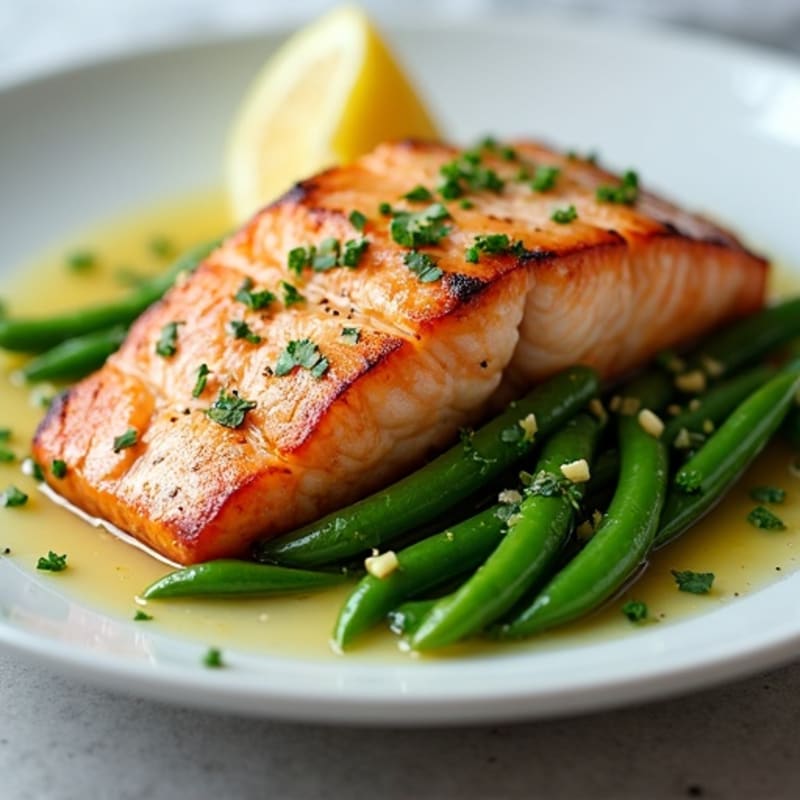 Seared Salmon with Lemon Garlic Green Beans