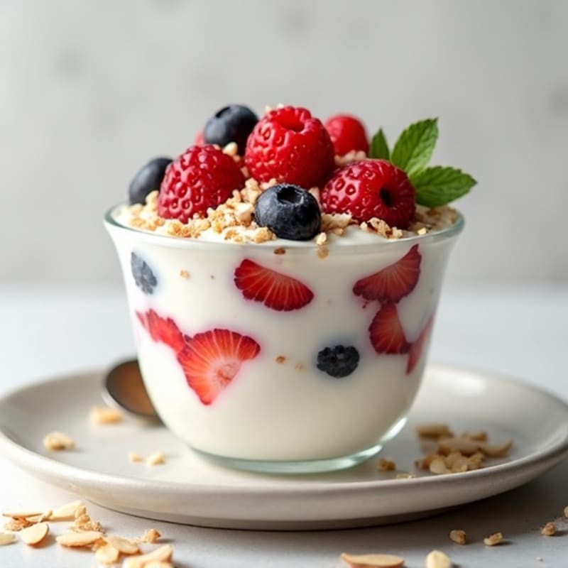 Creamy Greek Yogurt Parfait with Berries and Almonds