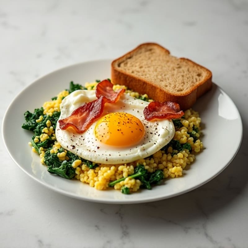 Egg White Scramble with Spinach and Turkey Bacon