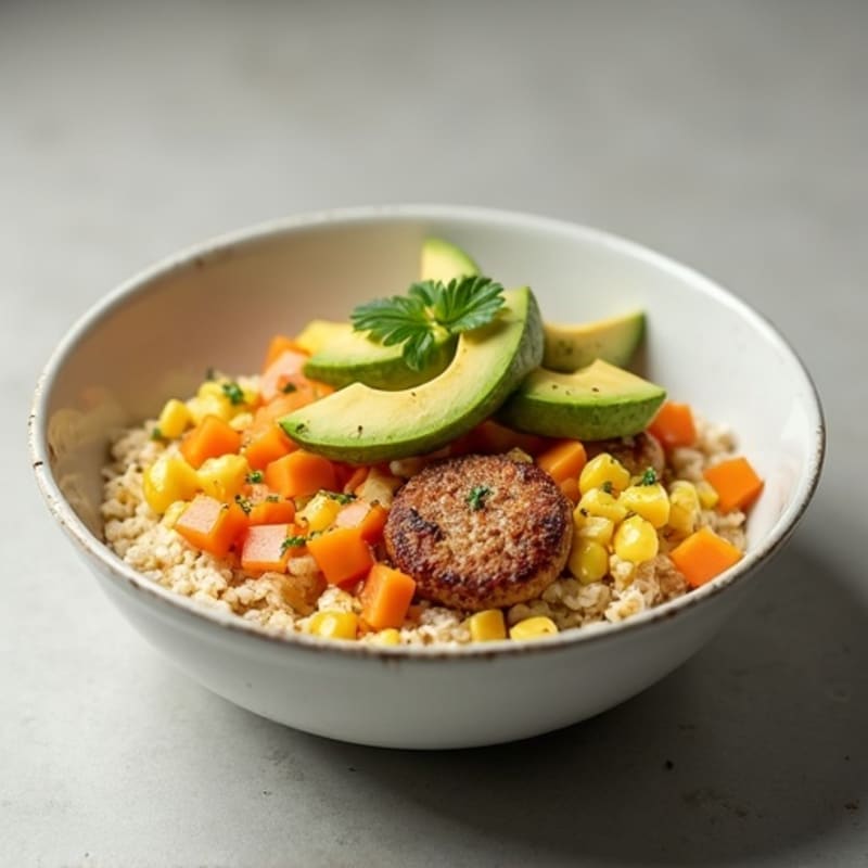 Egg White and Chicken Sausage Scramble with Creamy Oats
