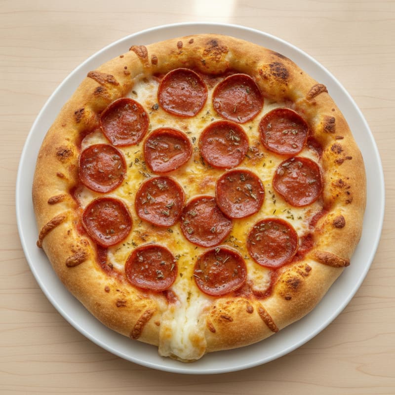 Stuffed Crust Pepperoni Pizza with Garlic Butter