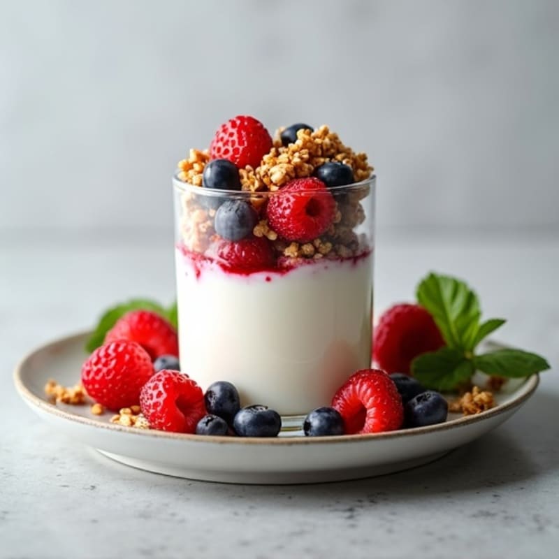 Creamy Greek Yogurt Parfait with Protein Granola and Mixed Berries