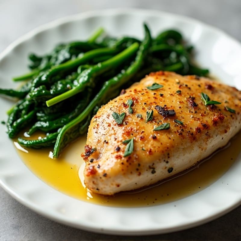 Garlic Herb Chicken with Sautéed Spinach