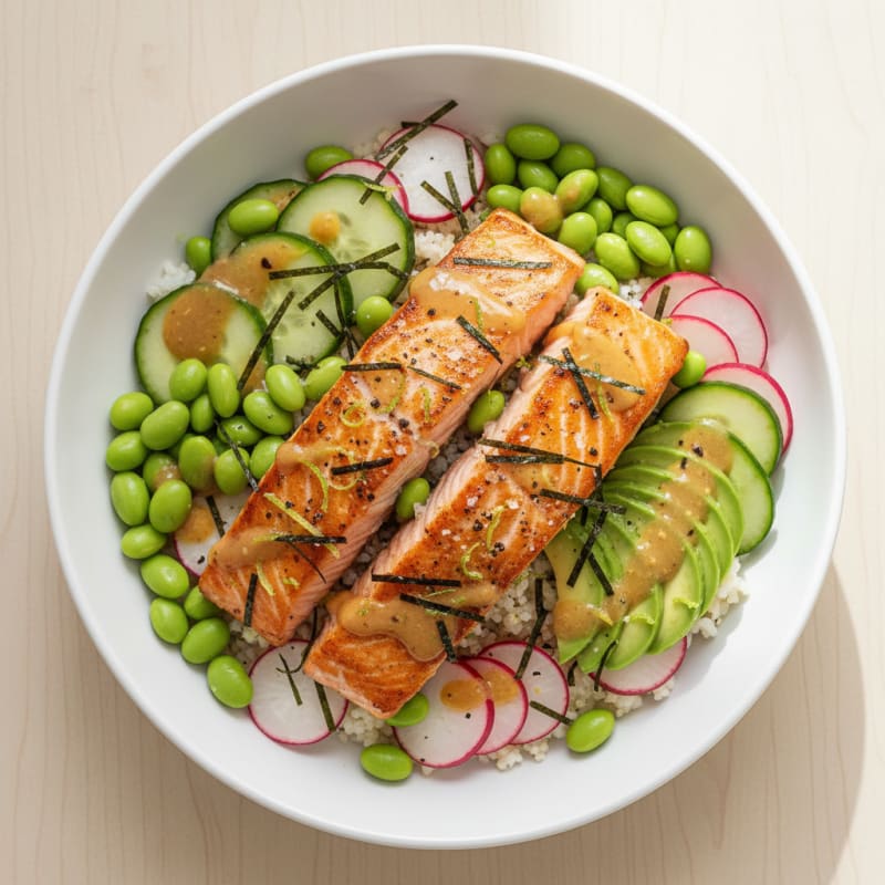 Zesty Pan-Seared Salmon Sushi Bowl