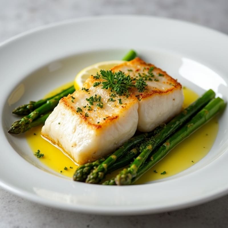 Seared Cod with Steamed Asparagus