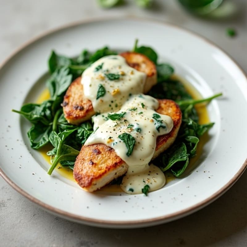 Pan-Seared Chicken with Creamy Spinach Artichoke Sauce