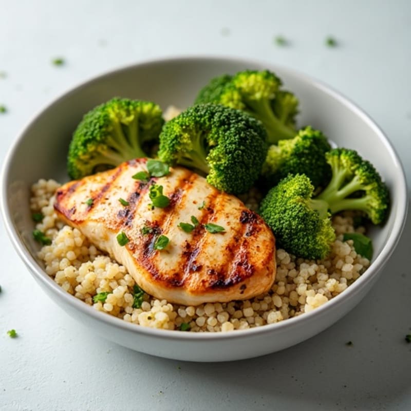 Grilled Chicken Breast with Roasted Broccoli and Quinoa
