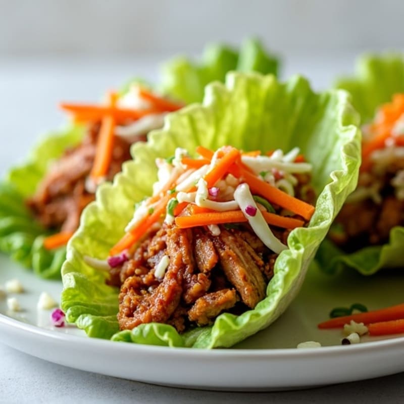 BBQ Pulled Pork Lettuce Wraps with Creamy Slaw